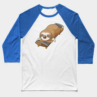 Sloth at Sleeping with Skateboard Baseball T-Shirt